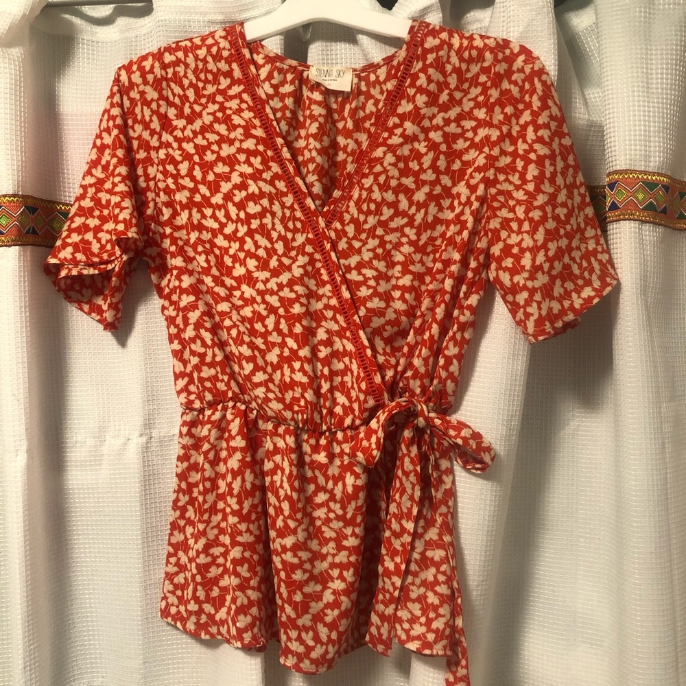Sienna Sky orange peplum style top size M